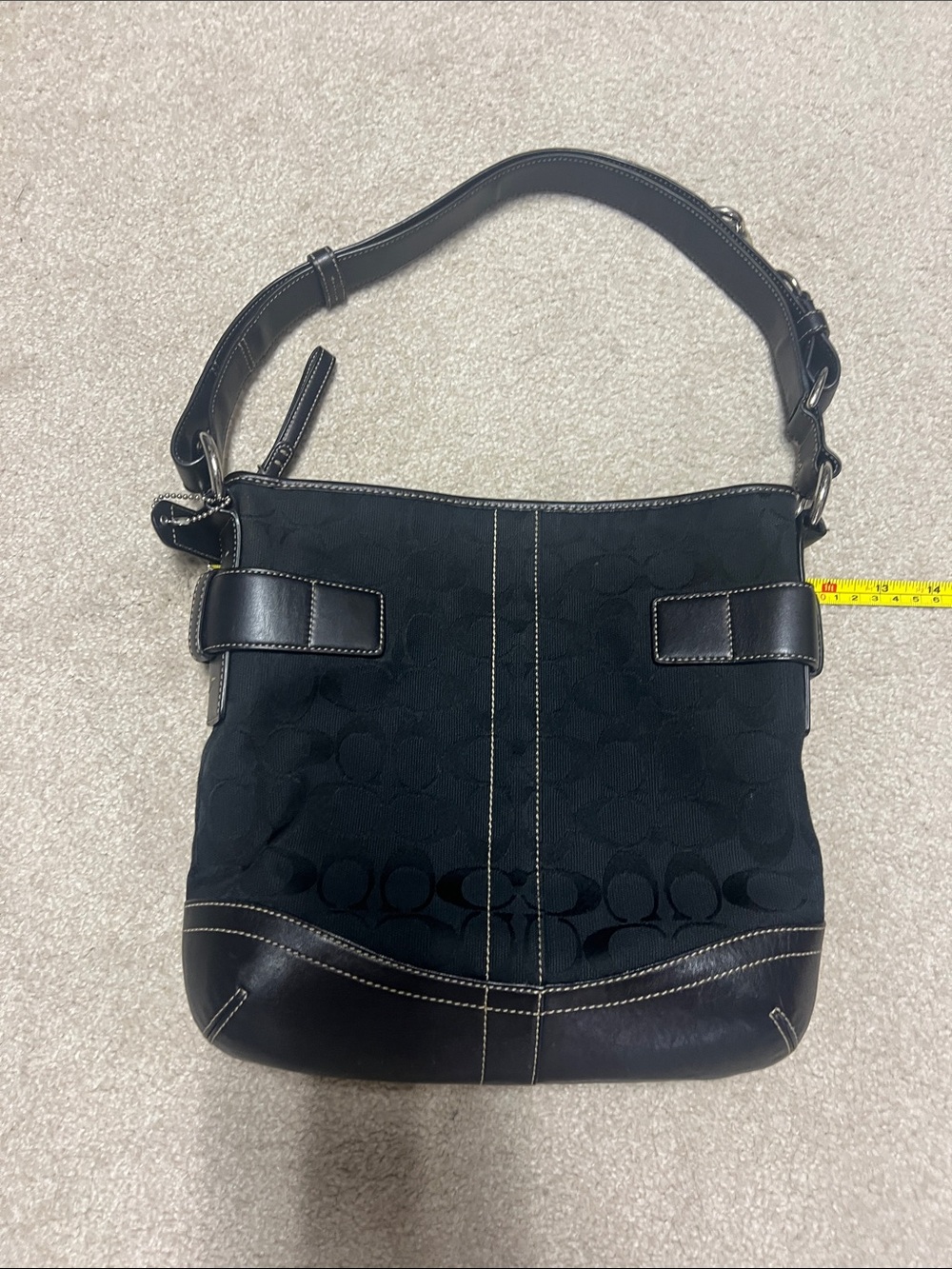 Coach Leather Black Shoulder Purse with Matching Coin Wallet - Picture 4 of 17